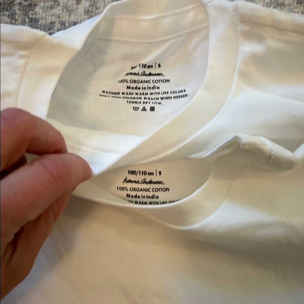Hanna Andersson Organic Cotton White Short Sleeve Undershirts (2) size 100/110 S - Picture 3 of 4
